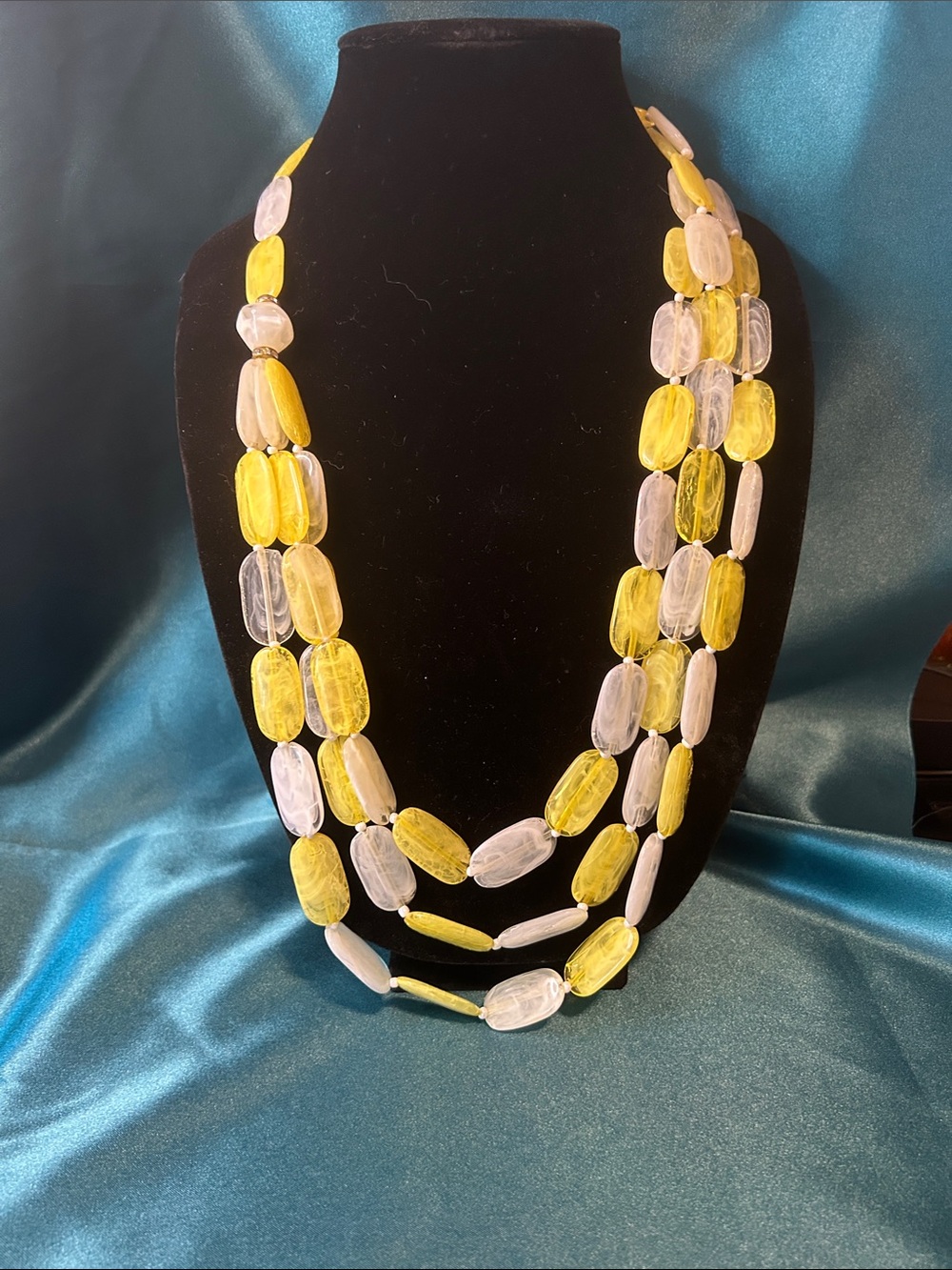 Vintage Yellow and White Multi-Strand Necklace